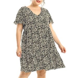 Light Plus Size Summer Dress Flowy Ruffle Leopard Dress 2X